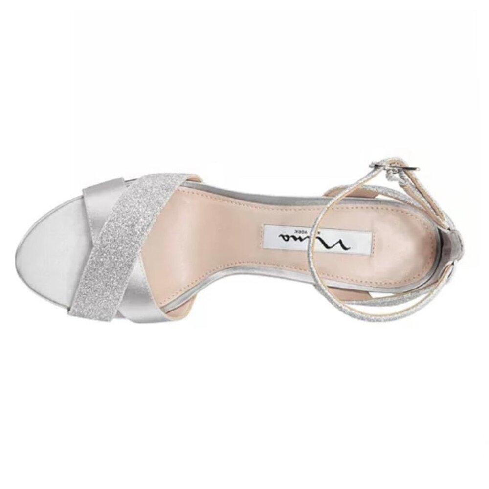 NINA New York VENUS-YS Women's Crisscross Heel Dress Sandals Silver Crystal - Picture 3 of 7